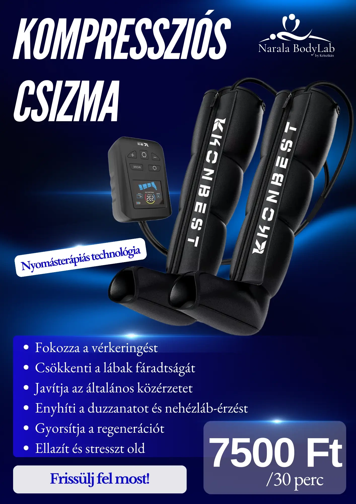 Nyomásterápiás lábmasszázs árlista