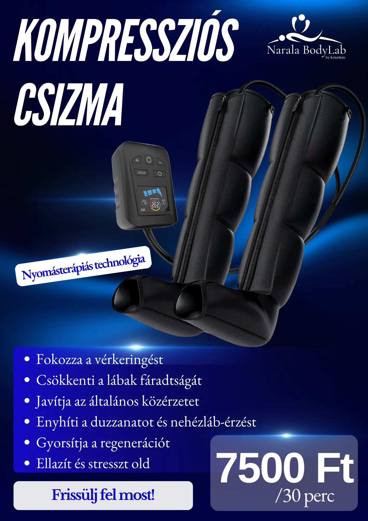 Nyomásterápiás lábmasszázs árlista